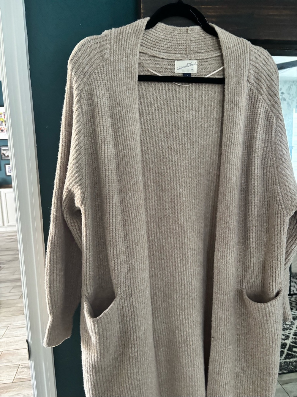 Universal Thread Taupe Open-Front Ribbed Cardigan - Picture 2 of 3